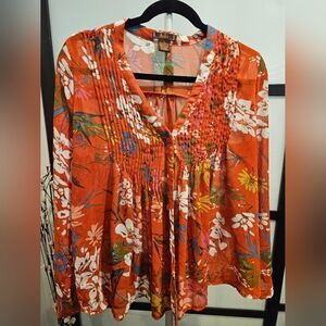 Vibrant Floral Blouse in Orange